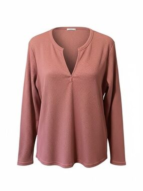 Zulily Soft V-Neck Mauve Waffle Knit Long Sleeve Tee – XXL